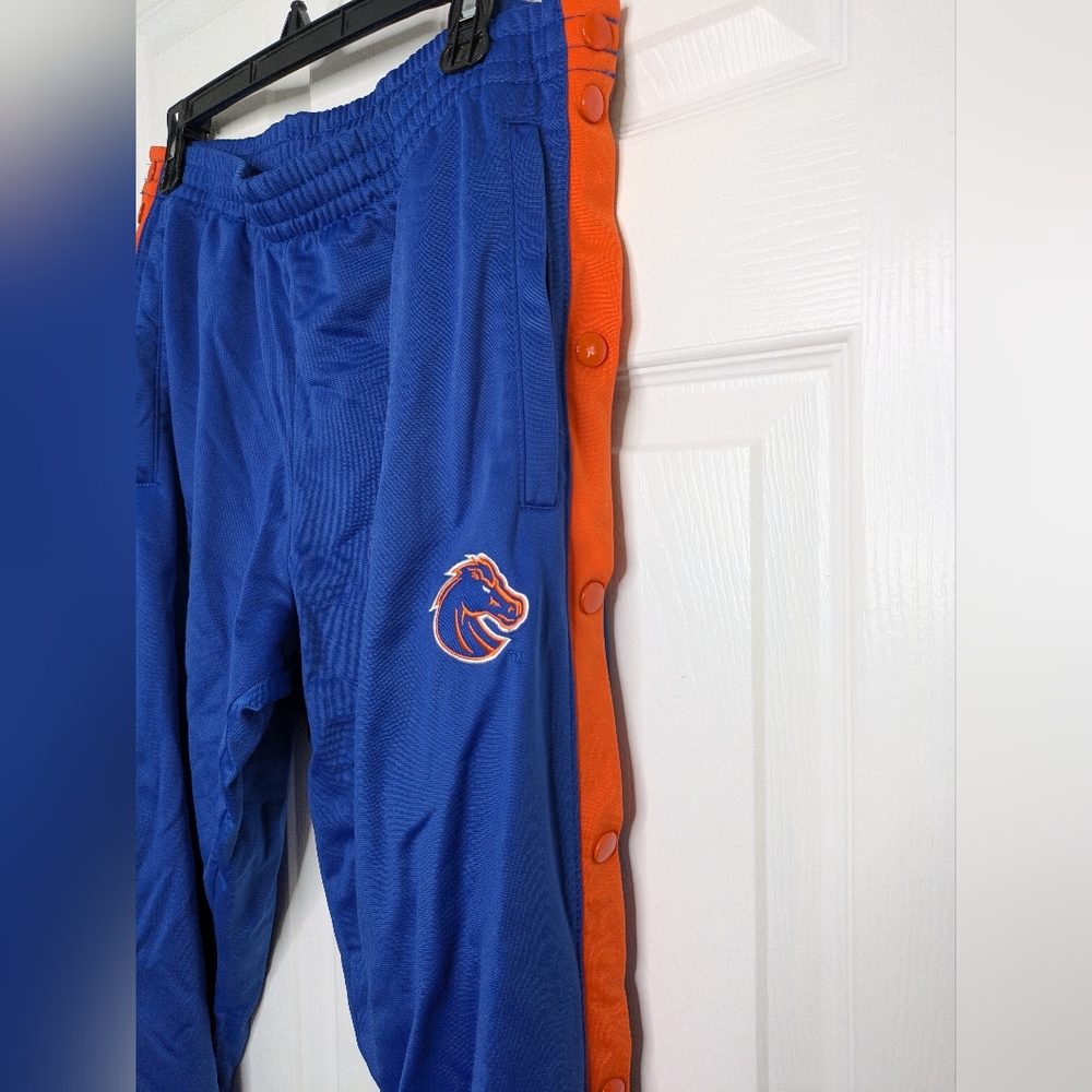 Vintage 90s Boise State Broncos Tear Away Track Blue and Orange Pants Medium